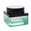 Clear Green Glass Square Shape Jar G1064-2