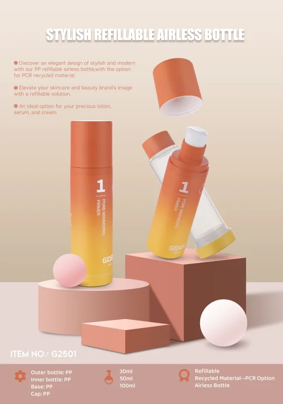 G2501 refillable green airless pump bottle